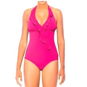 Assets by SPANX Slimming Halter Swimsuit women's size large
